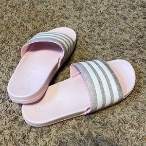Women’s/Girl’s Adidas slides.  Pink with sparkles.